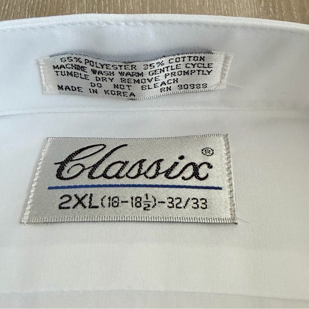 NWT Classic White Textured Dress Shirt formal Long Sleeve, 2XL 18-18.5 32/33 - Picture 2 of 4